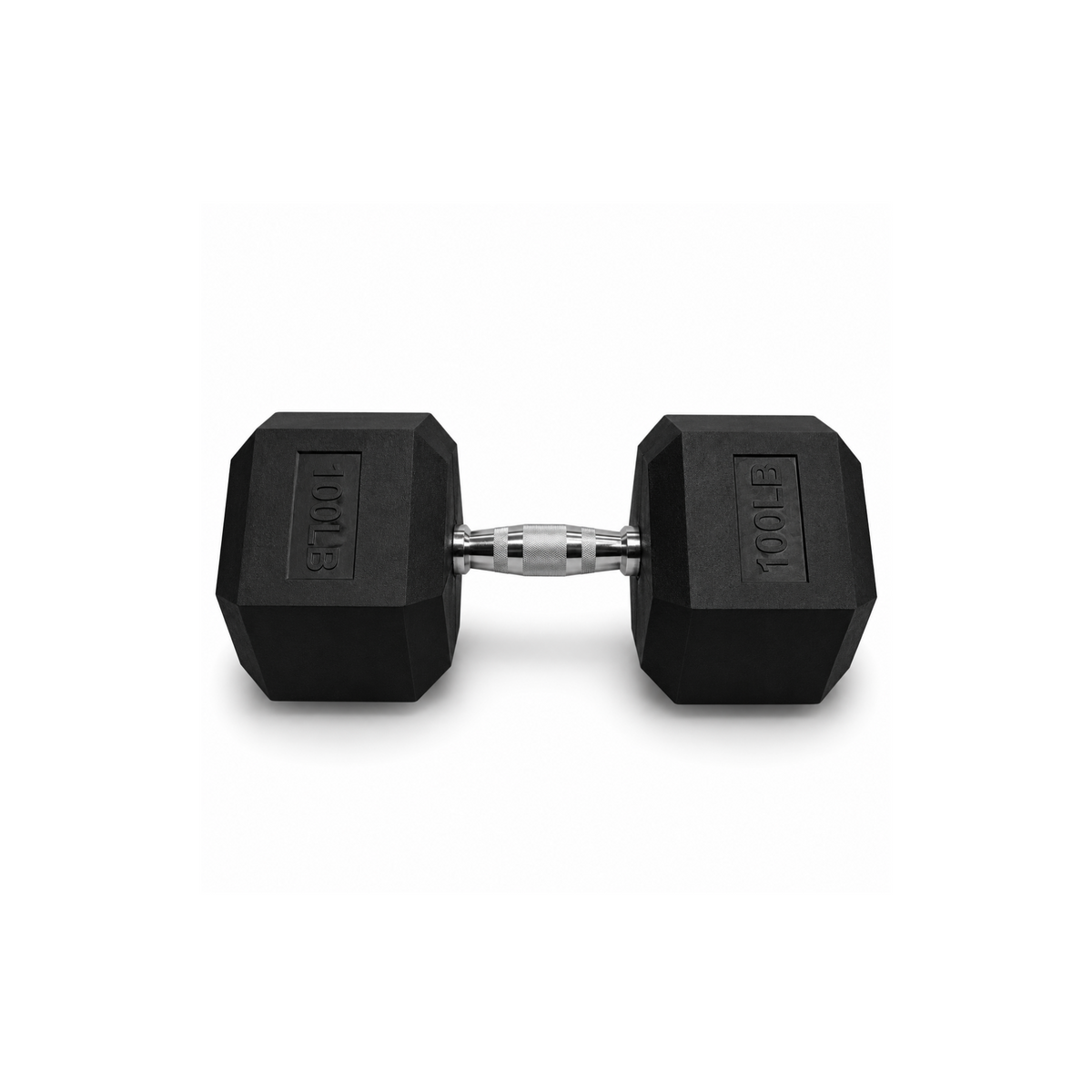 IRONBAY 100 lb hex dumbbell with chrome-plated knurled steel handle
