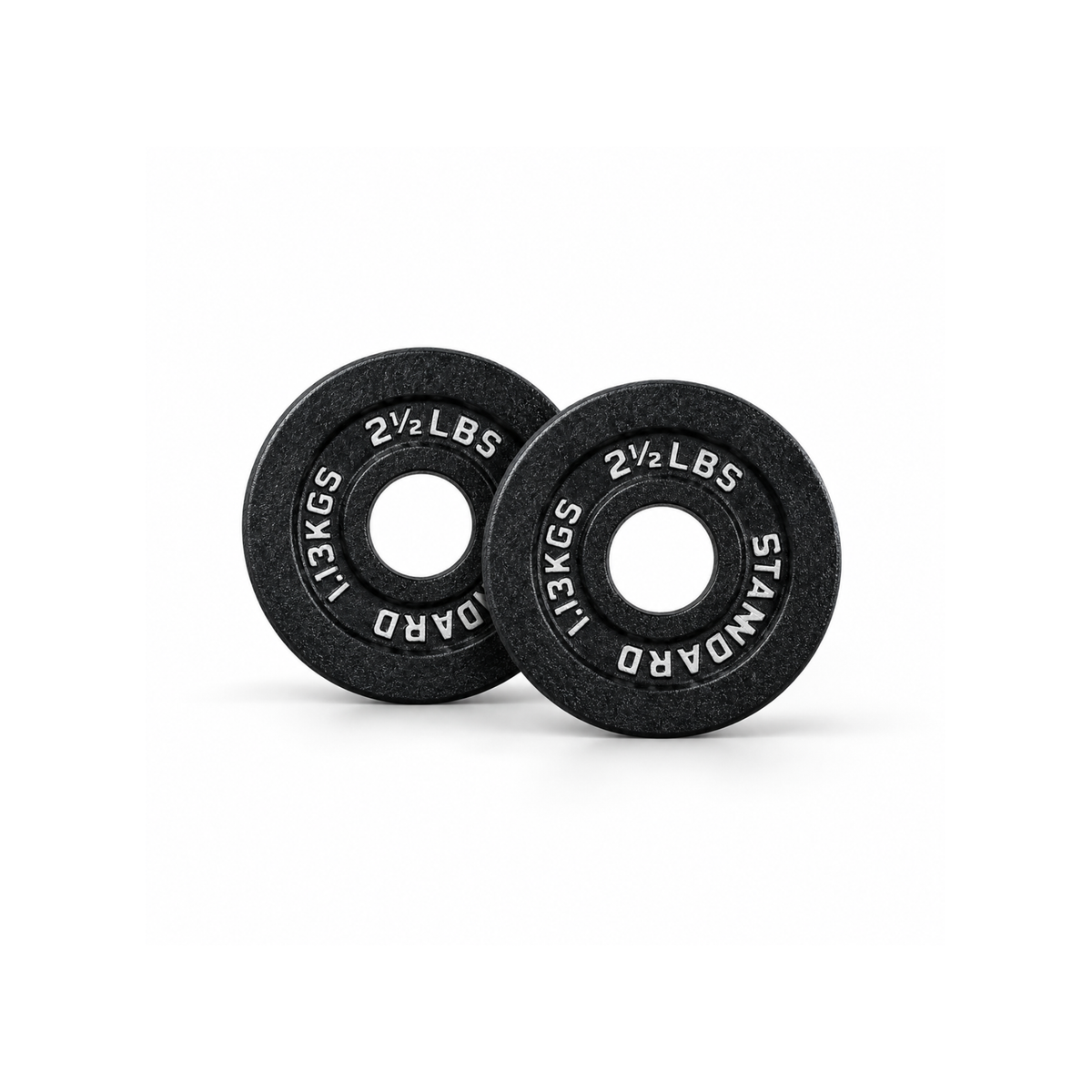 Pair of IRONBAY 2.5 lb black cast iron Olympic weight plates