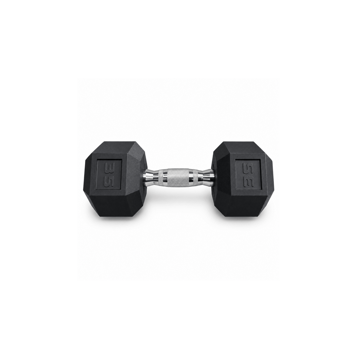 IRONBAY 35 lb hex dumbbell with chrome-plated knurled steel handle