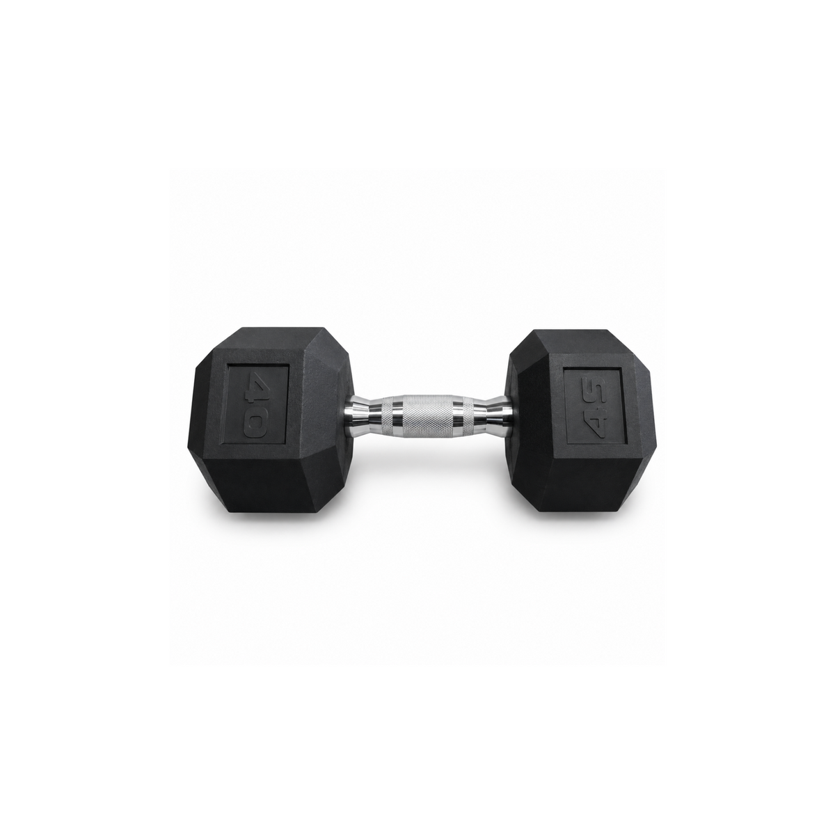 IRONBAY 40 lb hex dumbbell with chrome-plated knurled steel handle