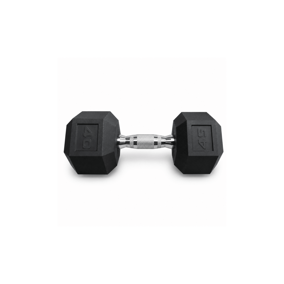 IRONBAY 40 lb hex dumbbell with chrome-plated knurled steel handle