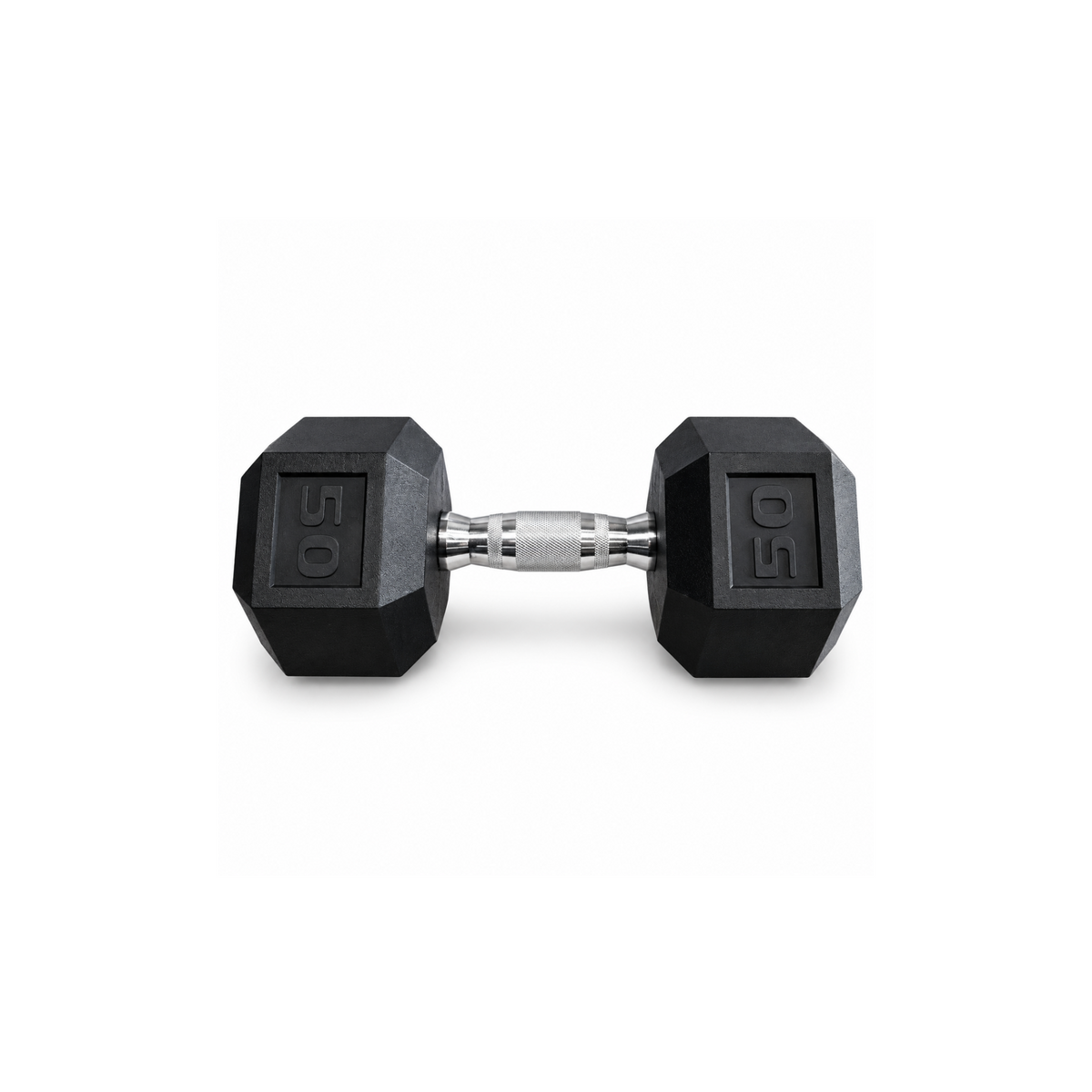 IRONBAY 50 lb hex dumbbell with chrome-plated knurled steel handle