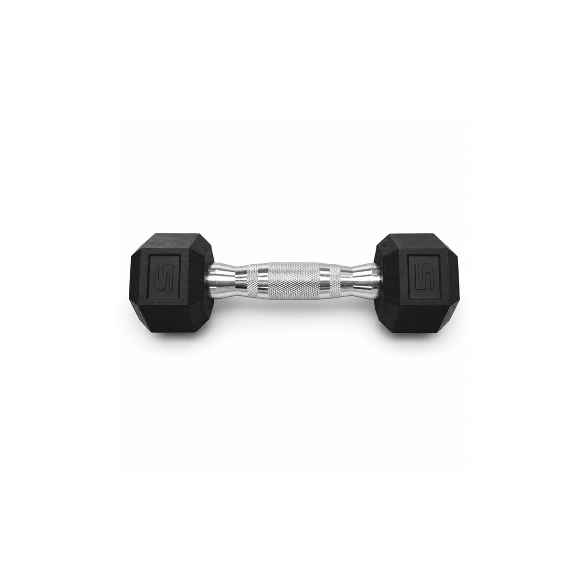 IRONBAY 5 lb hex dumbbell with chrome-plated knurled steel handle