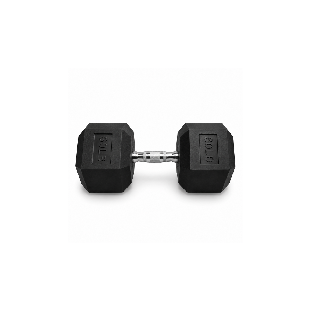IRONBAY 60 lb hex dumbbell with chrome-plated knurled steel handle