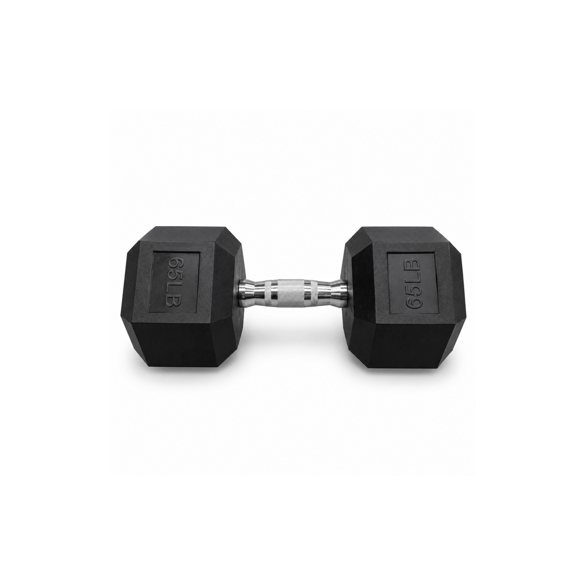 IRONBAY 65 lb hex dumbbell with chrome-plated knurled steel handle