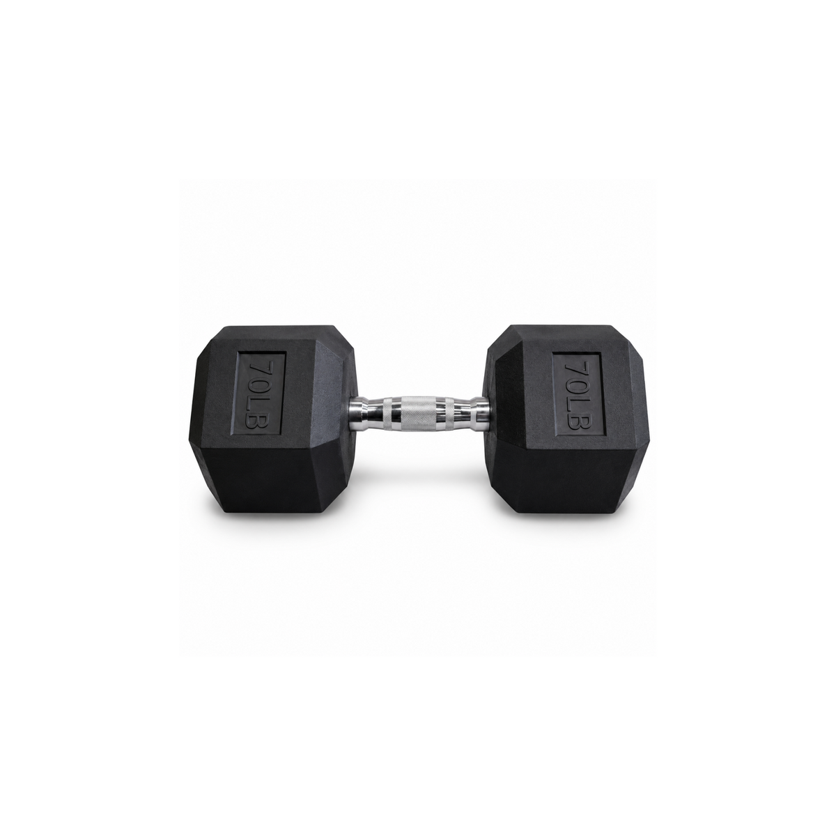 IRONBAY 70 lb hex dumbbell with chrome-plated knurled steel handle