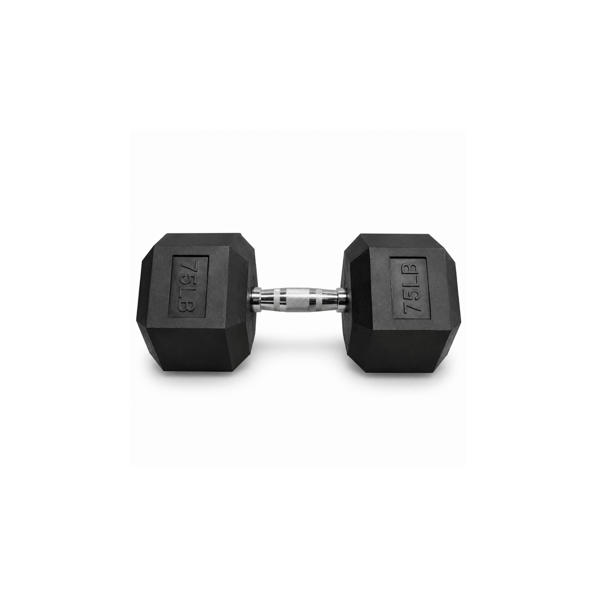 IRONBAY 75 lb hex dumbbell with chrome-plated knurled steel handle