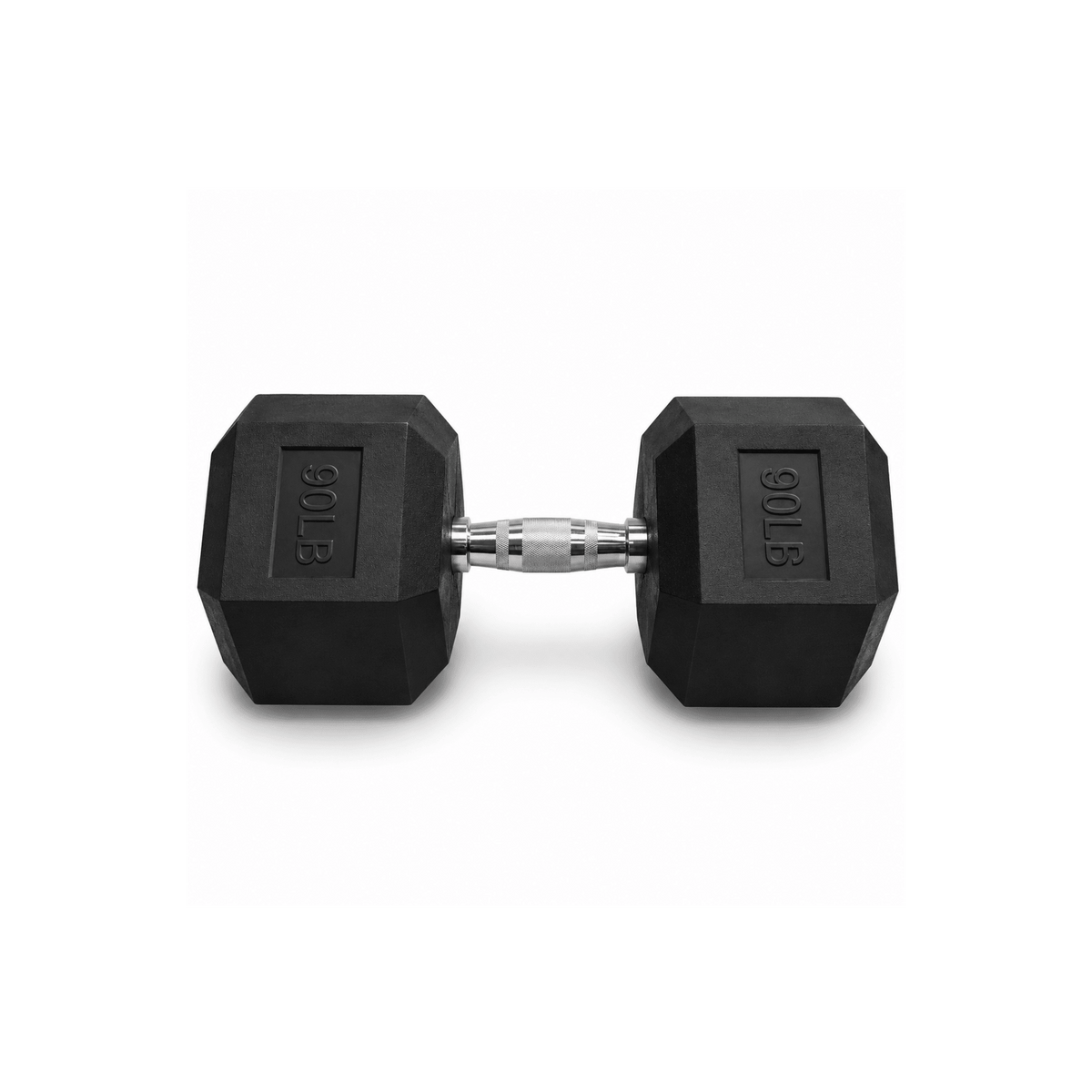 IRONBAY 90 lb hex dumbbell with chrome-plated knurled steel handle